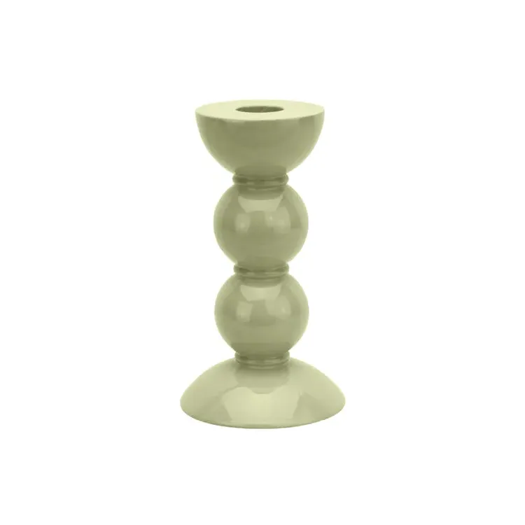 Addison Ross Bobbin Candlestick - Sage Green, Lacquered Wood product