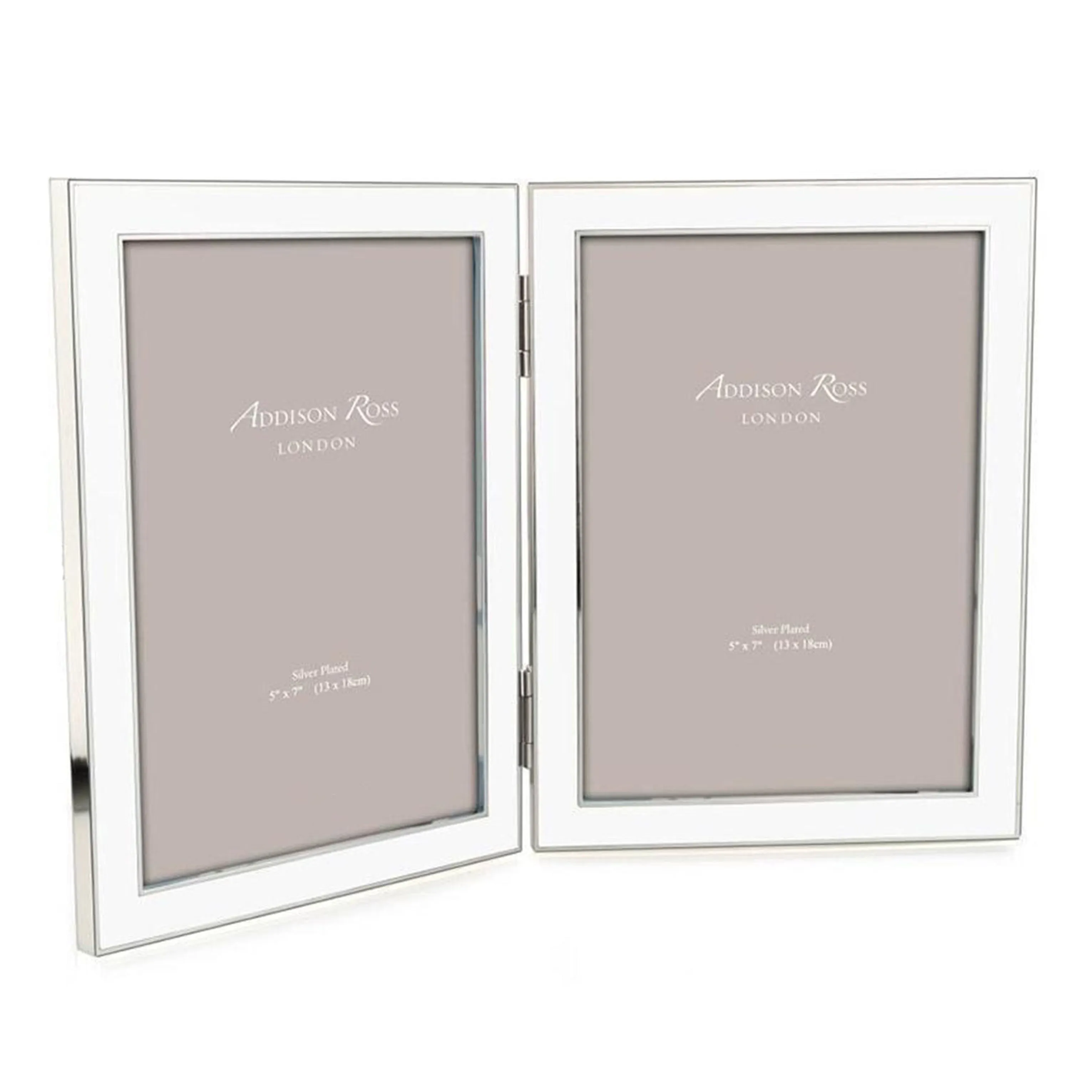 Addison Ross Double 5x7 Photo Frame - White Enamel, Silver product