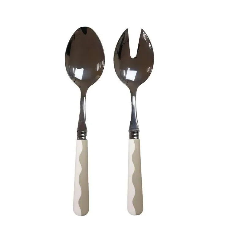 Addison Ross Wave Salad Servers 2-Piece Set - Cappuccino & White, Acrylic product