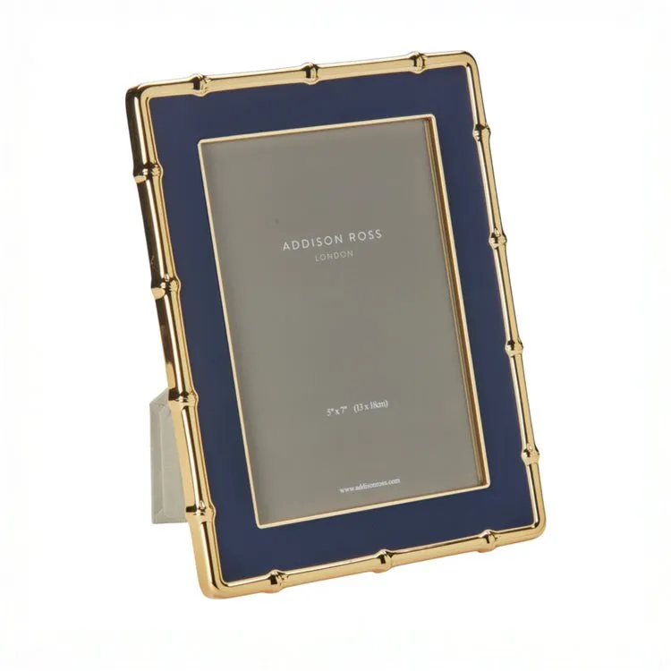 Bamboo Enamel Photo Frame 5x7 - Navy, Gold product