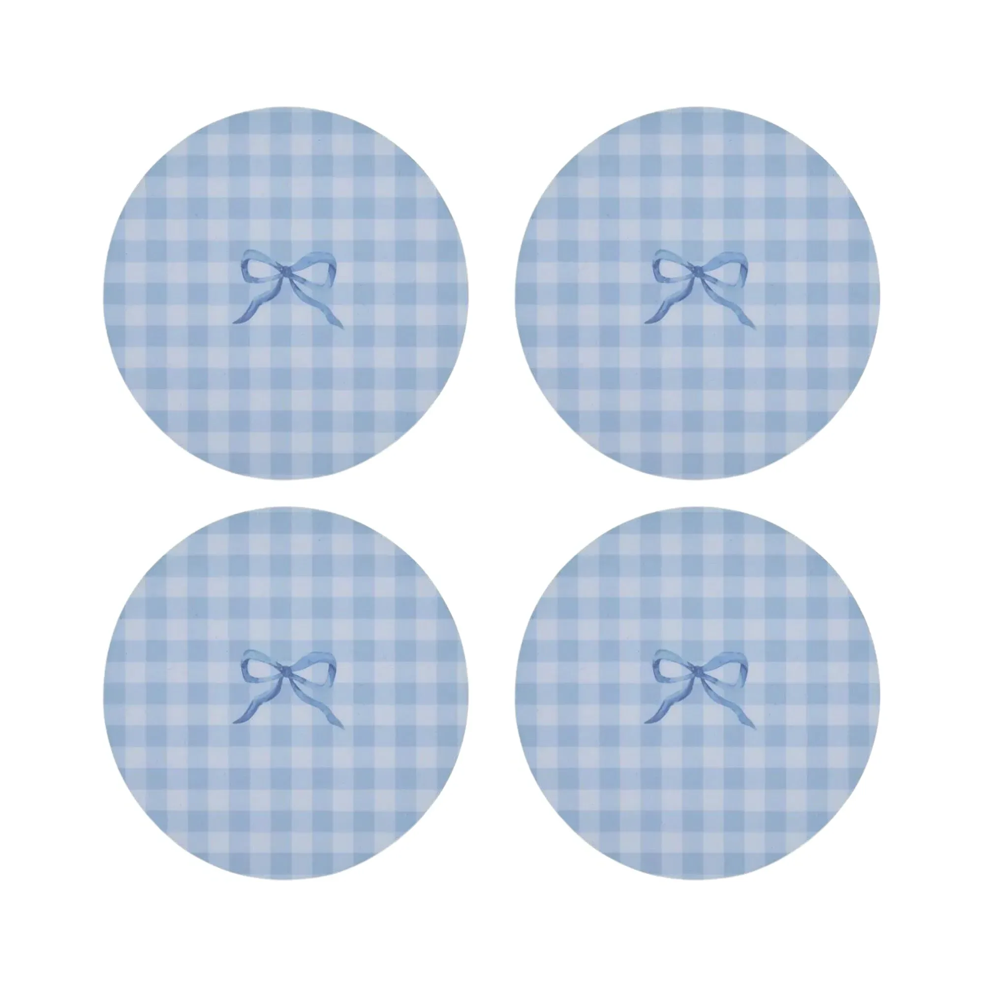 Blue Gingham Coasters Set of 4 - Blue, Lacquered product
