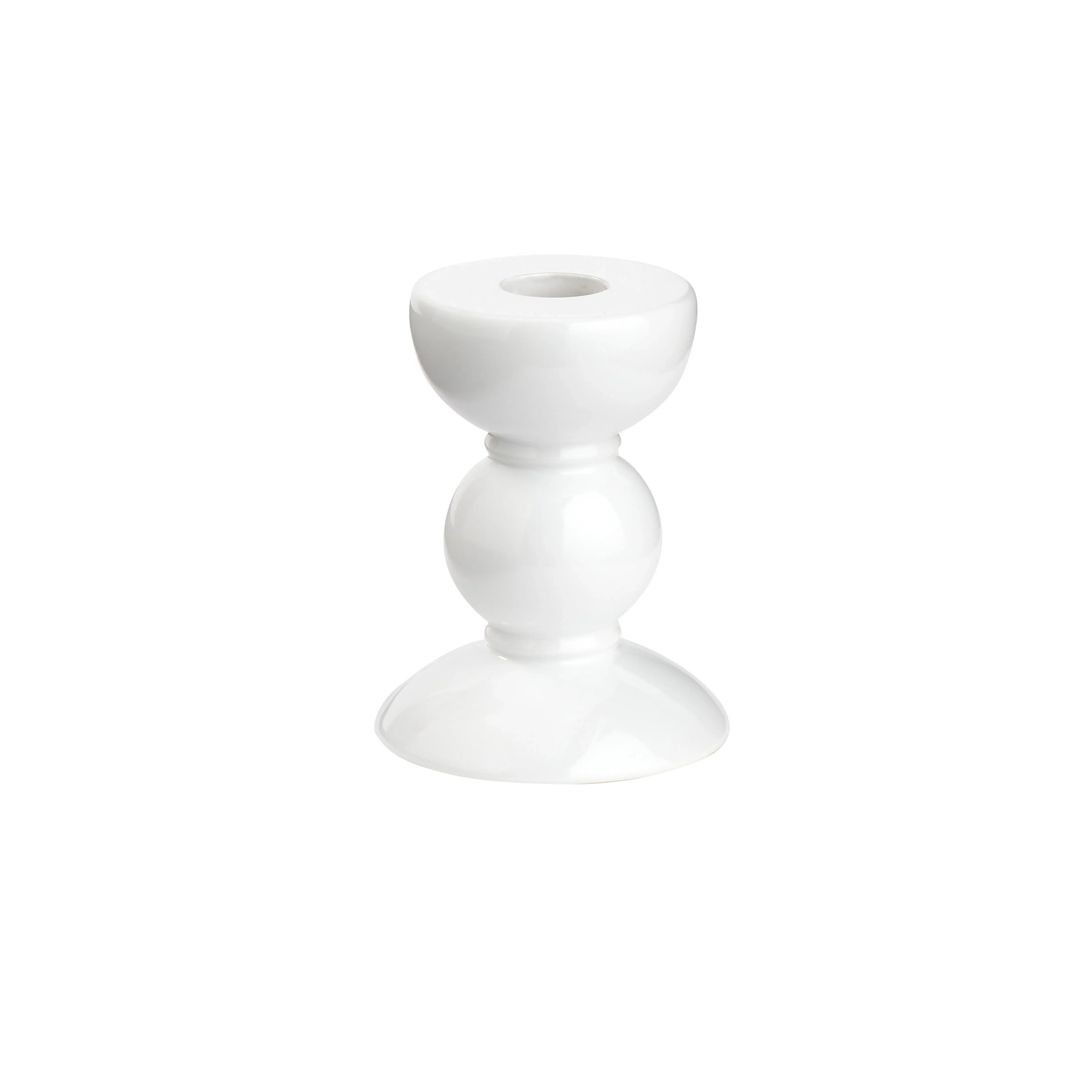 Bobbin Candlestick - White, Lacquered Rubber Wood product