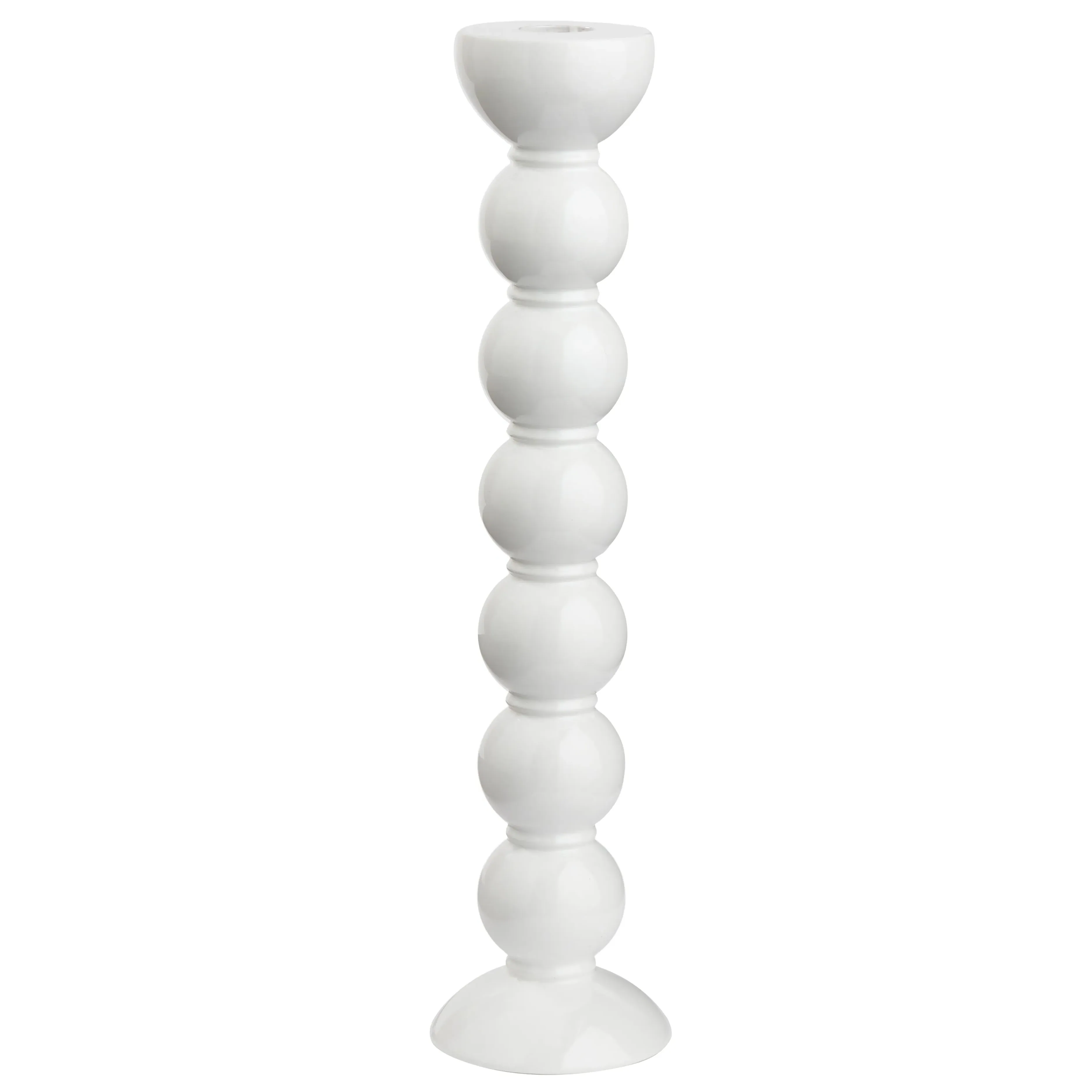 Bobbin Candlestick - White, Rubber Wood product