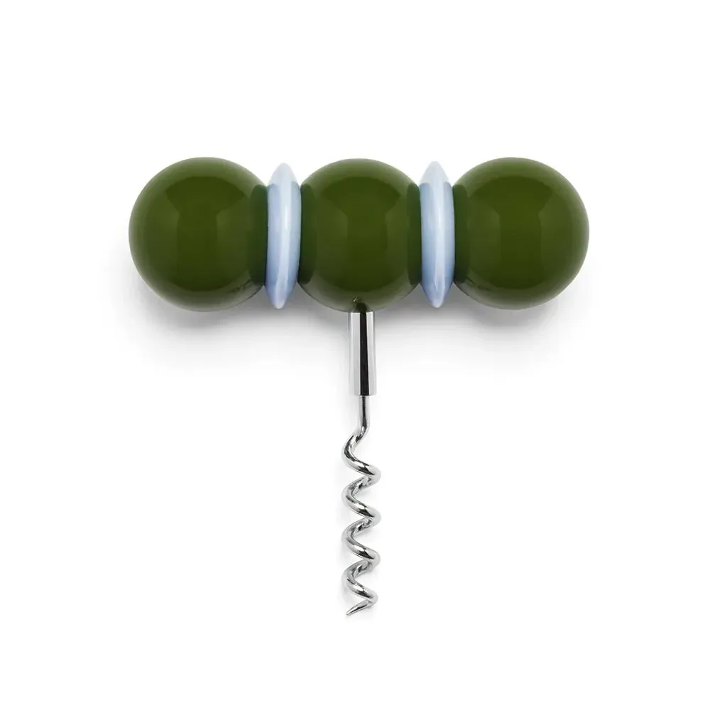 Bobbin Corkscrew - Khaki Green & Pale Denim, Lacquered Beech Wood product