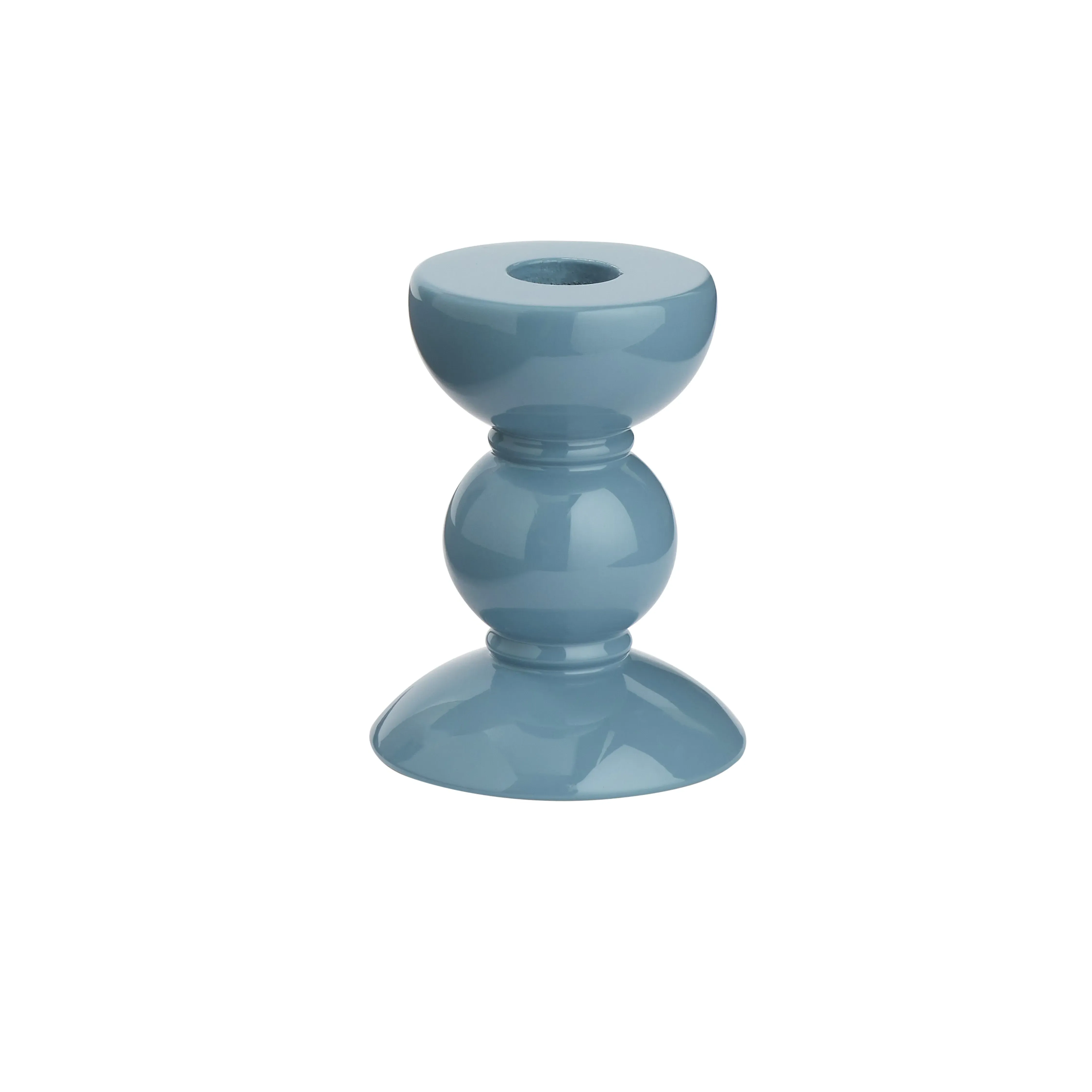 Bobbin Small Candlestick - Chambray Blue, Rubber Wood product