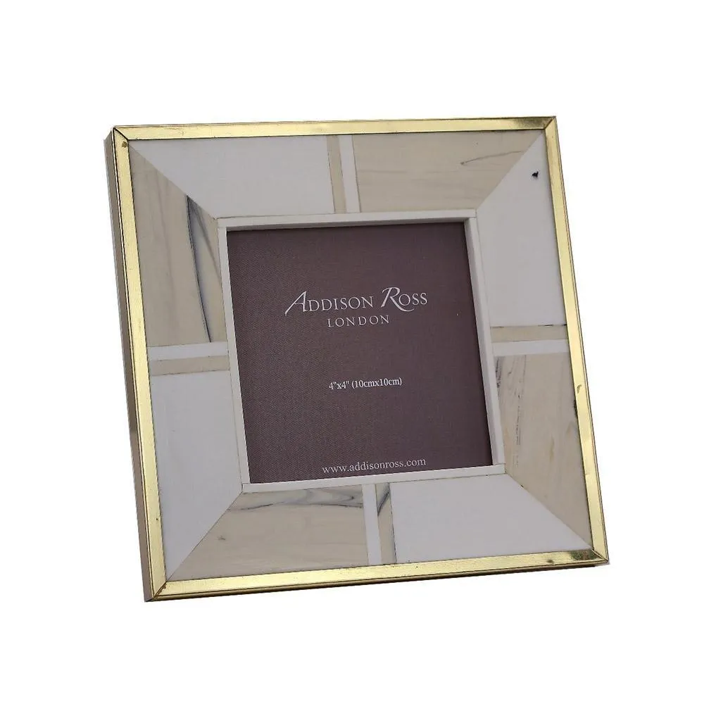 Bone Photo Frame with Brass Border - White product