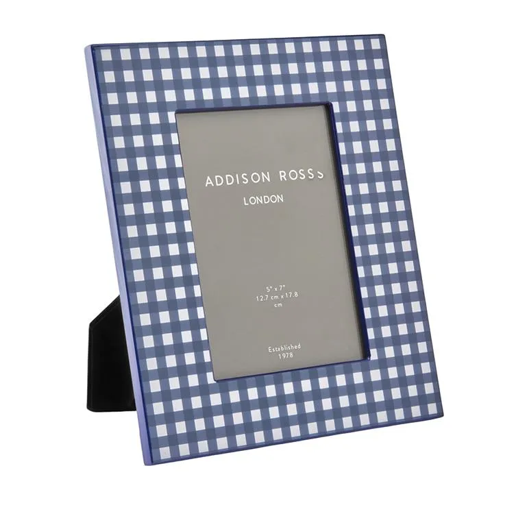 Gingham 5x7 Photo Frame - Navy, Lacquer product