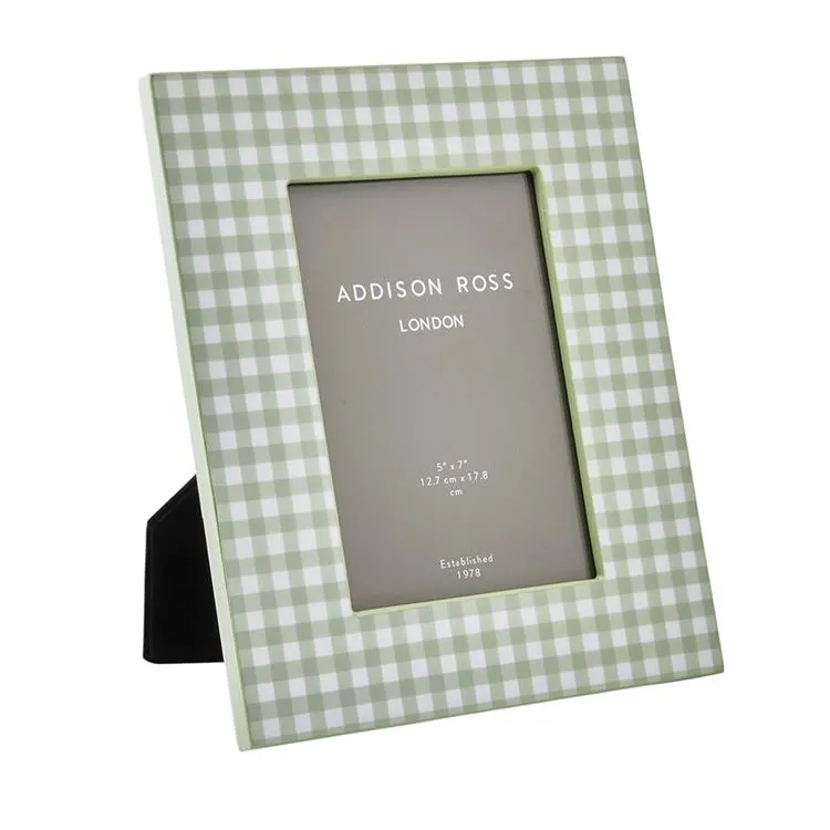 Gingham Lacquer Photo Frame 5x7 - Sage product