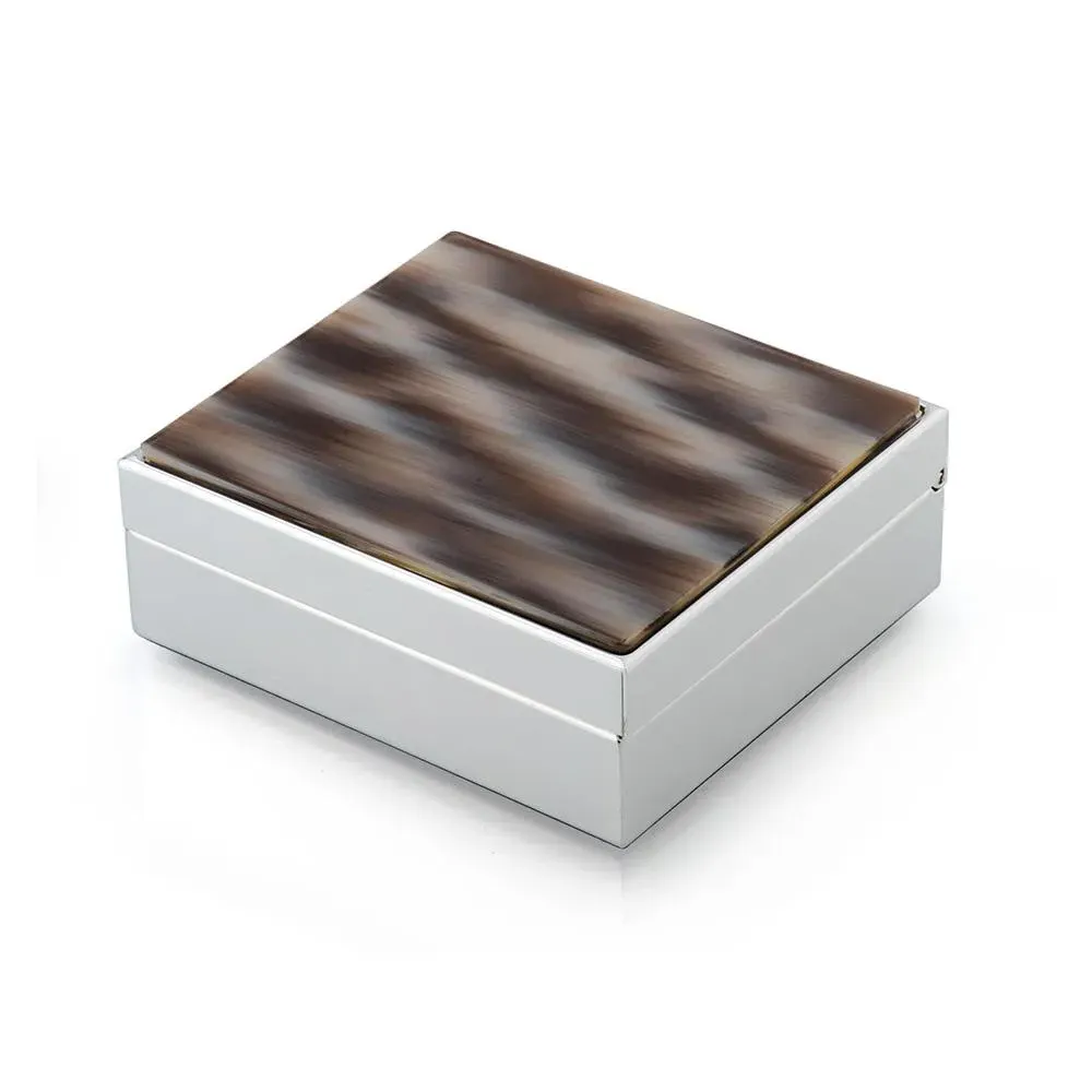 Horn & Silver Hinged Trinket Box - Grey, Silver Plate product