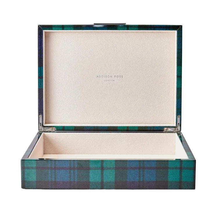 Large Black Watch Tartan Box - Silver Hinge product