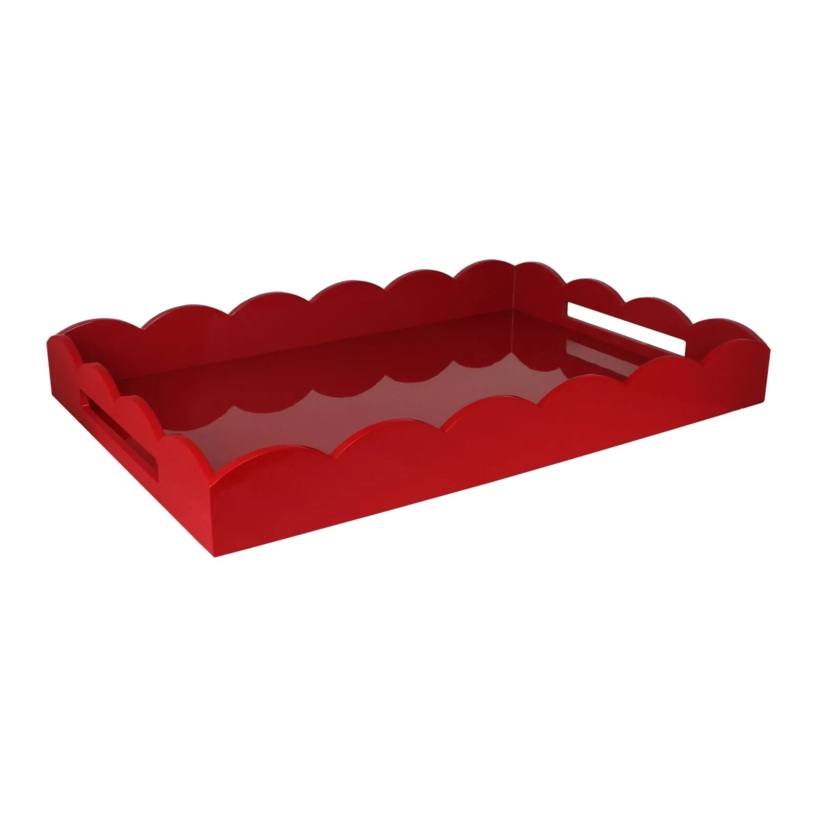 Large Lacquered Scallop Ottoman Tray - Burgundy product