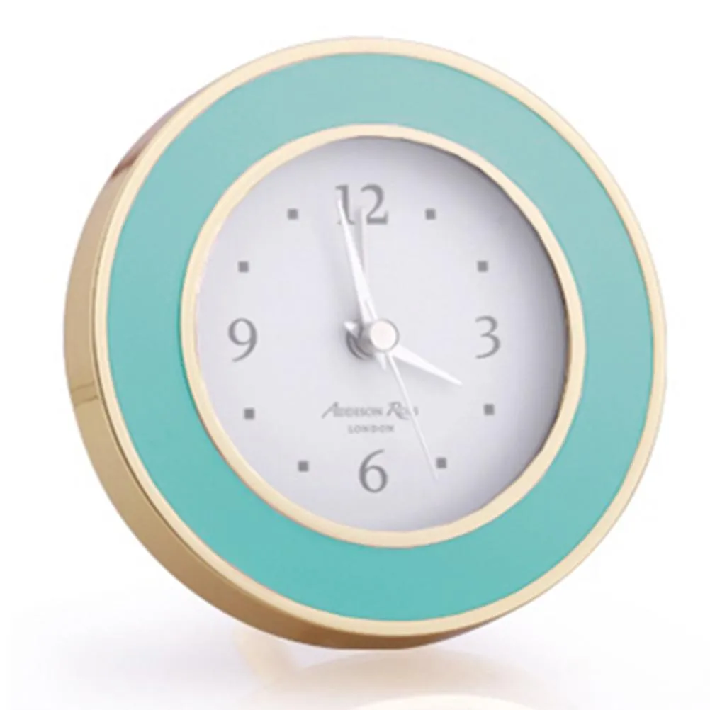 Round Alarm Clock - Turquoise Blue, Gold product