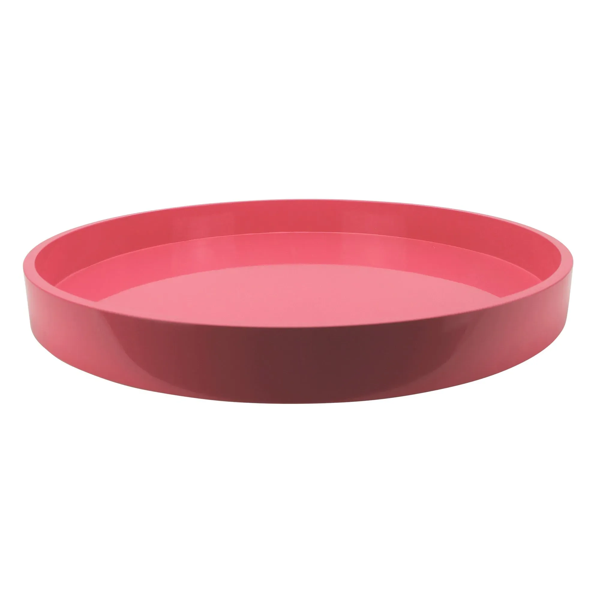 Round Large Lacquered Tray - Watermelon Pink, Wood product