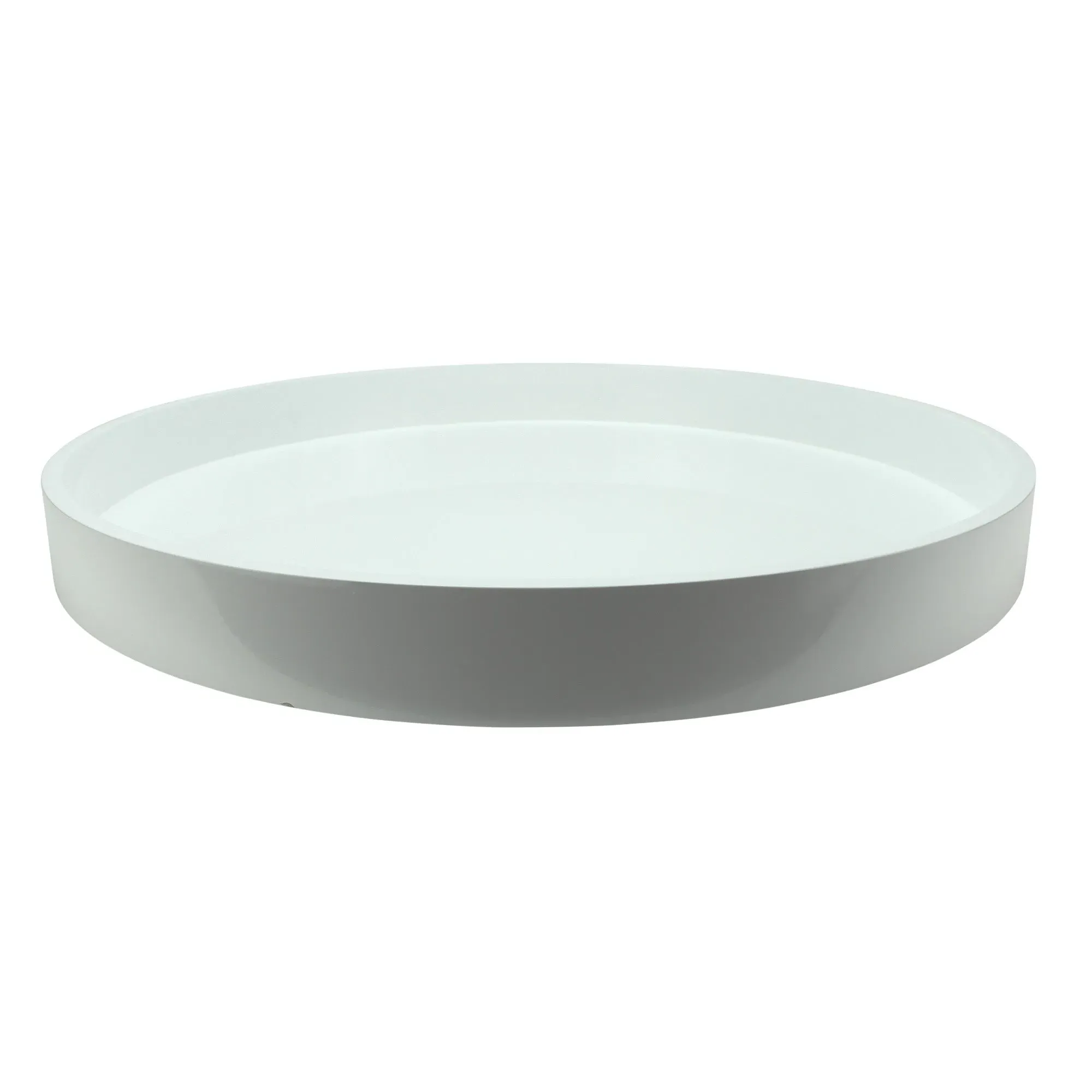 Round Large Lacquered Tray - White, Wood product