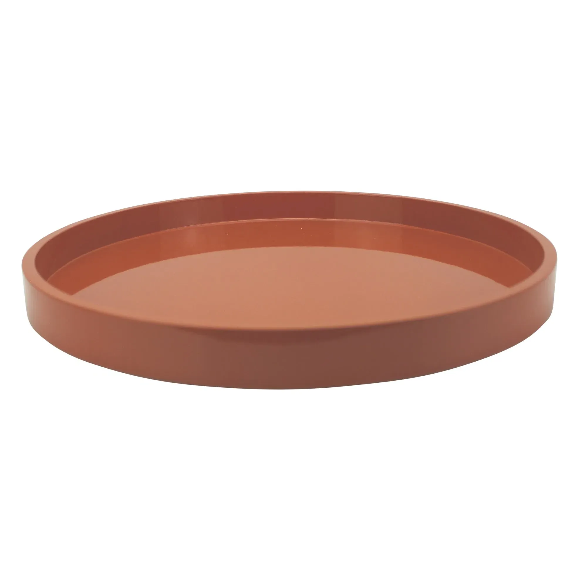 Round Medium Lacquered Tray - Orange, Wood product
