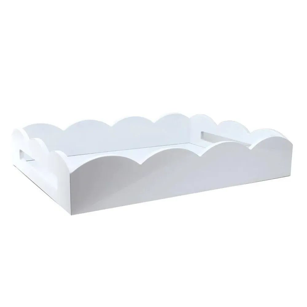 Scallop Medium Serving Tray - White, Lacquered product