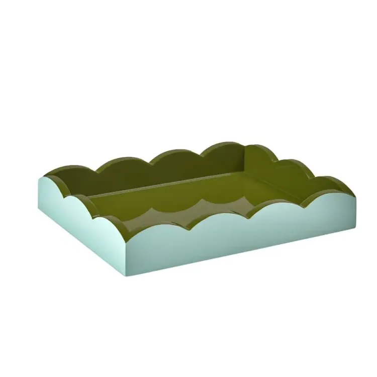 Scallop Small Two-Tone Tray - Eau De Nil & Khaki, Lacquered product