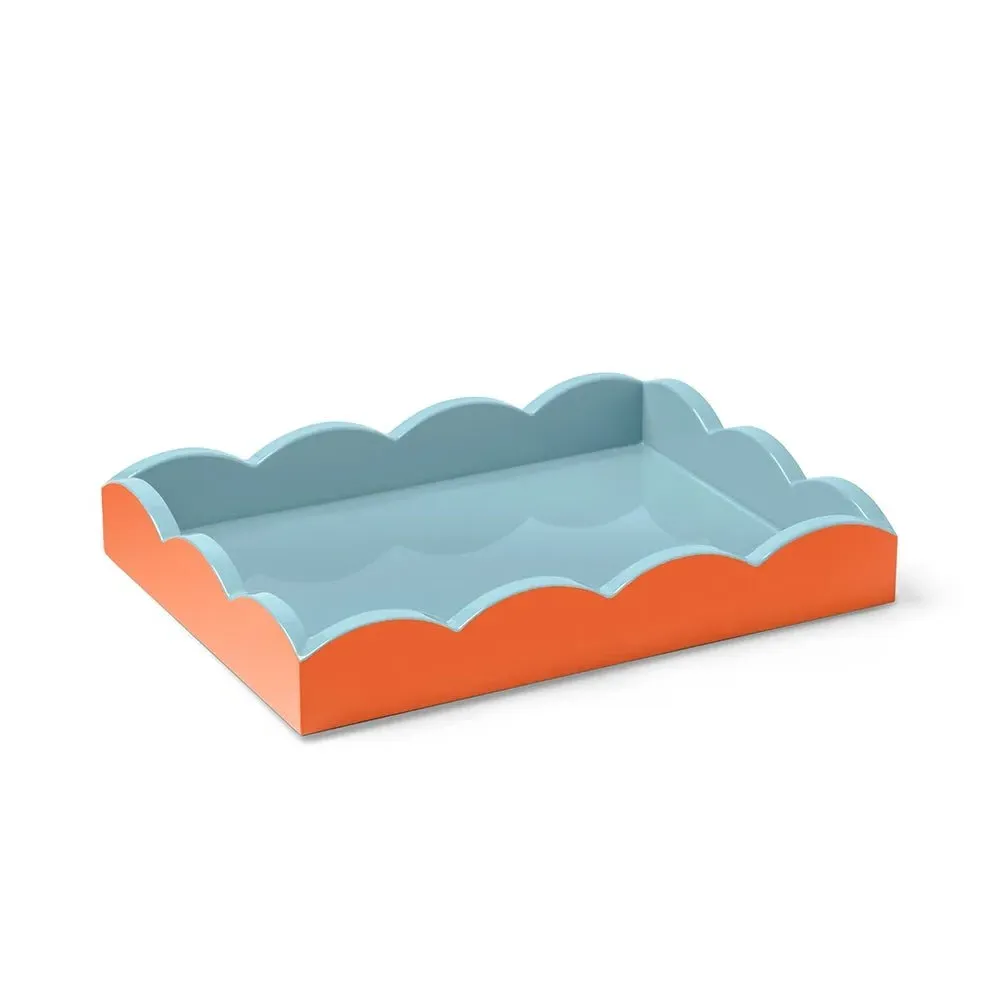 Scallop Small Two-Tone Tray - Orange & Chambray, Lacquered product
