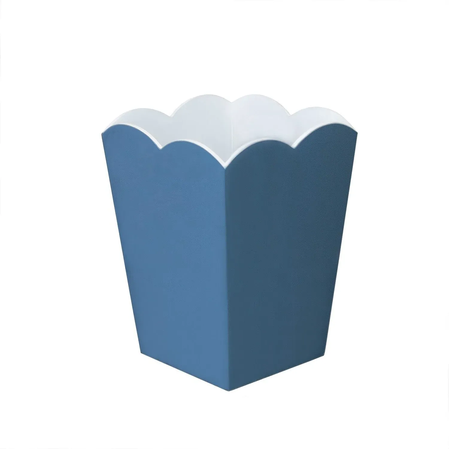 Scalloped Lacquer Waste Paper Bin - Denim & White product