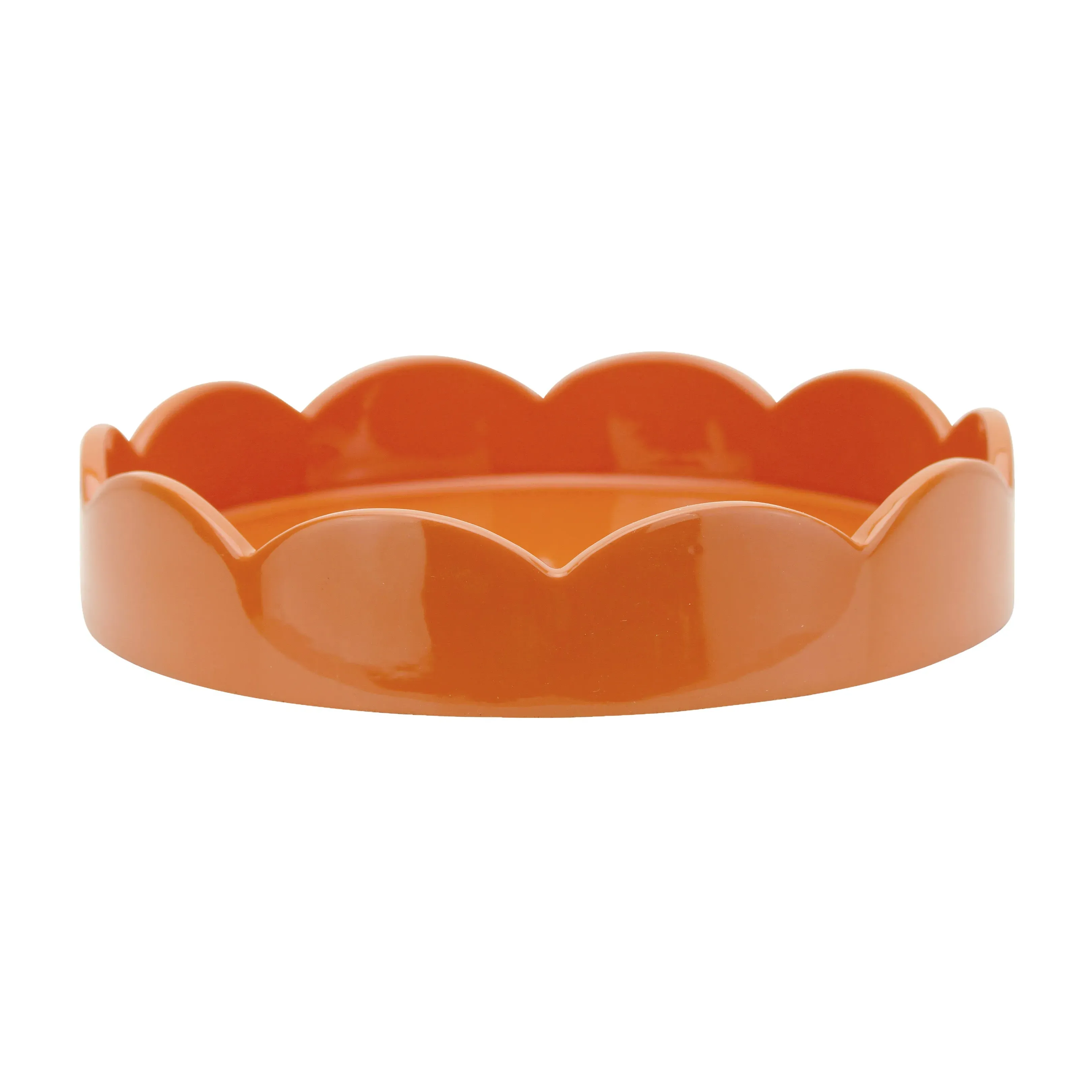 Small Round Scallop Tray - Orange, Lacquer product