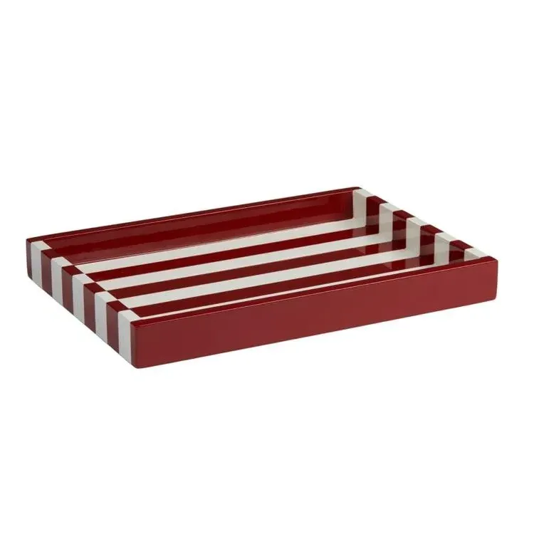 Small Striped Lacquer Tray - Burgundy product