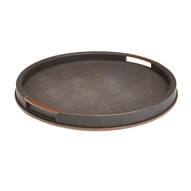 Sophie Paterson Large Round Decorative Tray - Anthracite, Faux Shagreen product