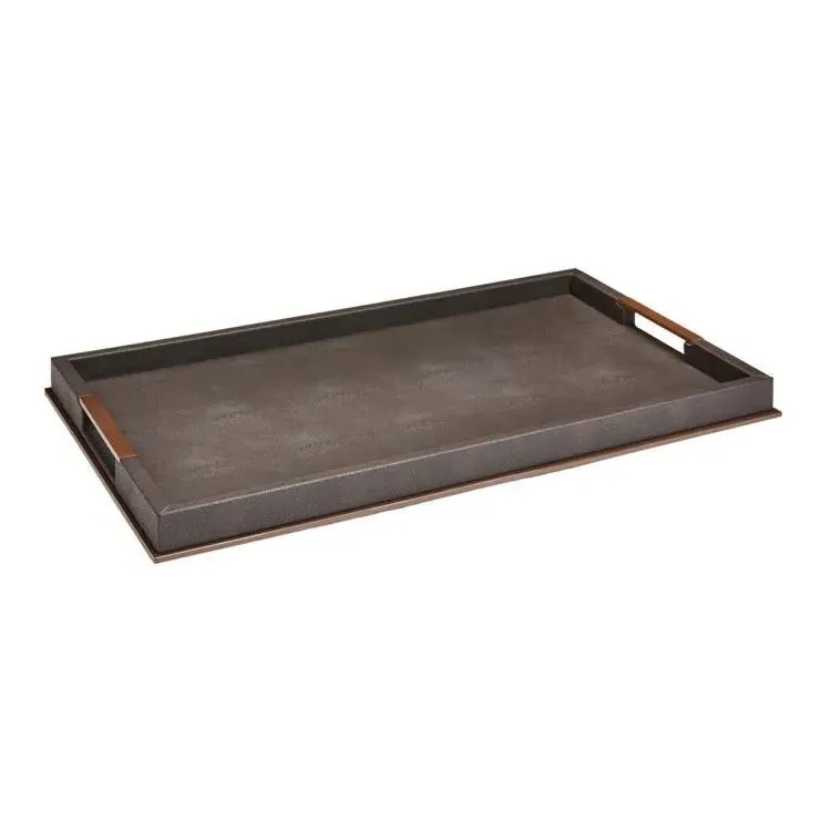 Sophie Paterson Large Tray with Handles - Anthracite, Faux Shagreen product