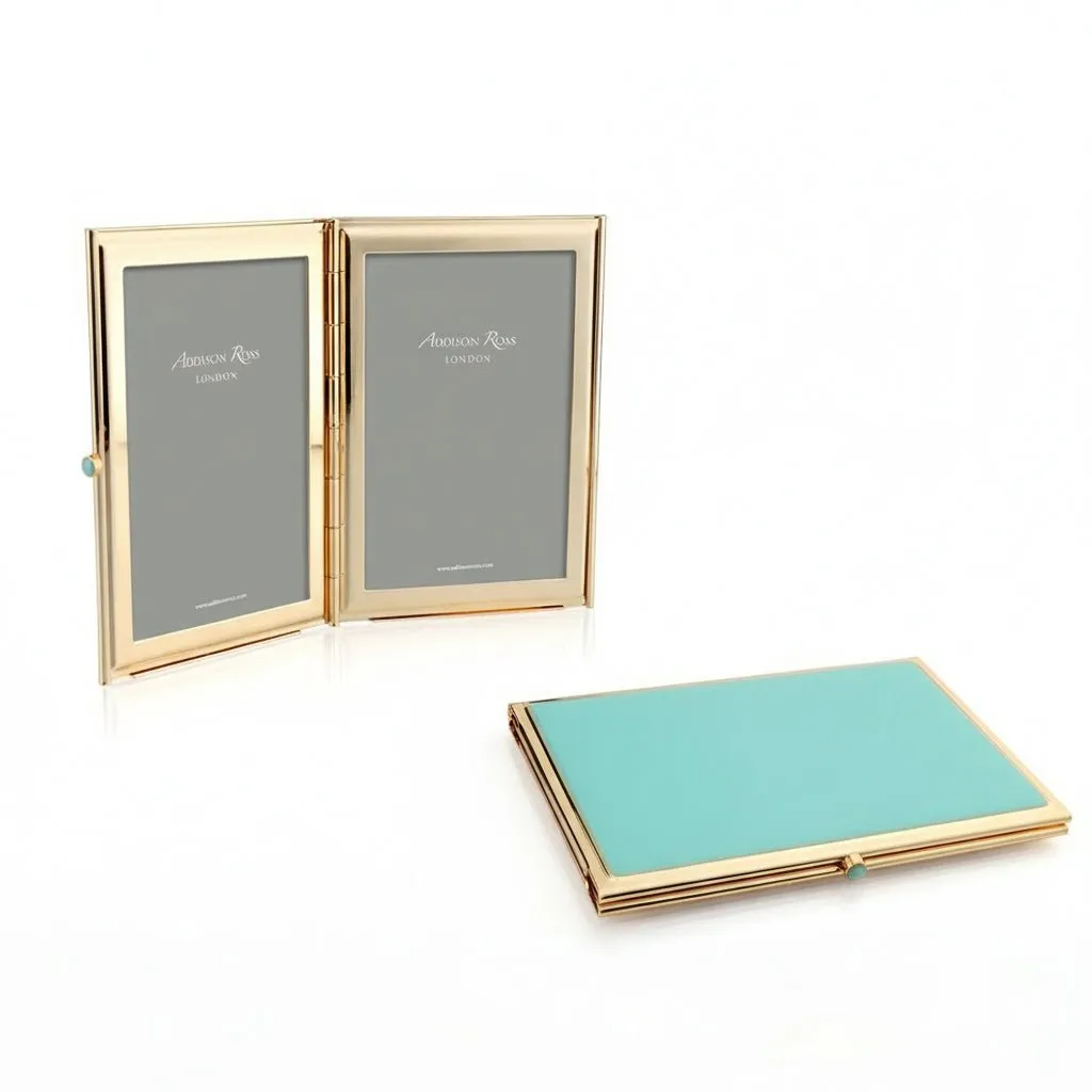 Turquoise Blue & Gold Travel Photo Frame - Enamel product