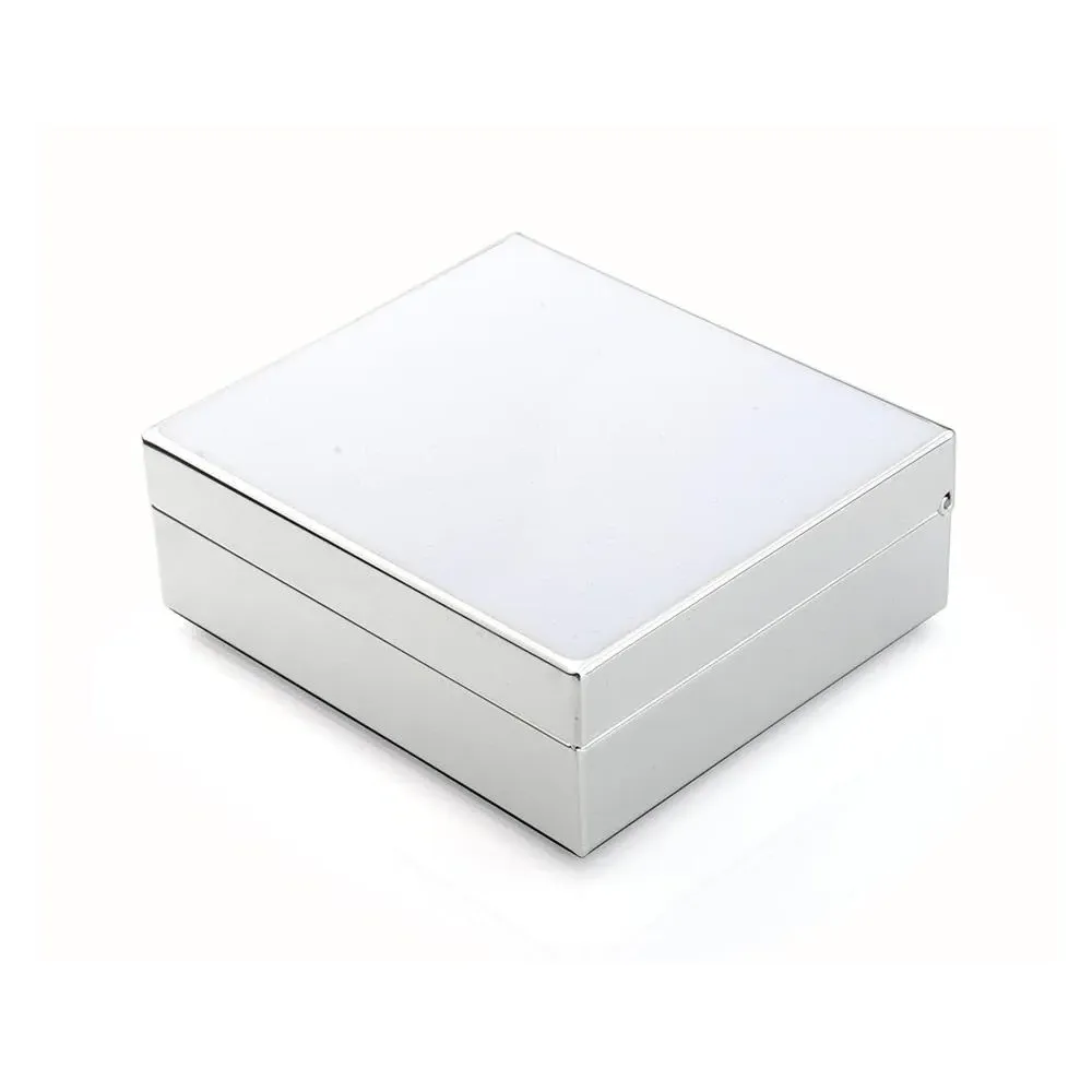 White Enamel Hinged Box - White, Silver product
