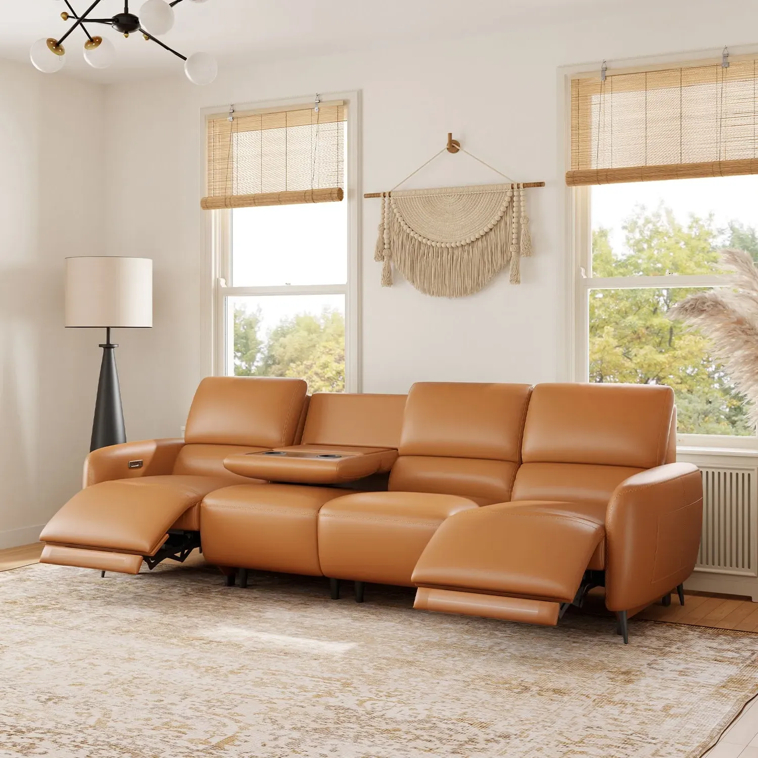 4-Seater Power Wall Hugger Reclining Sofa - Leather