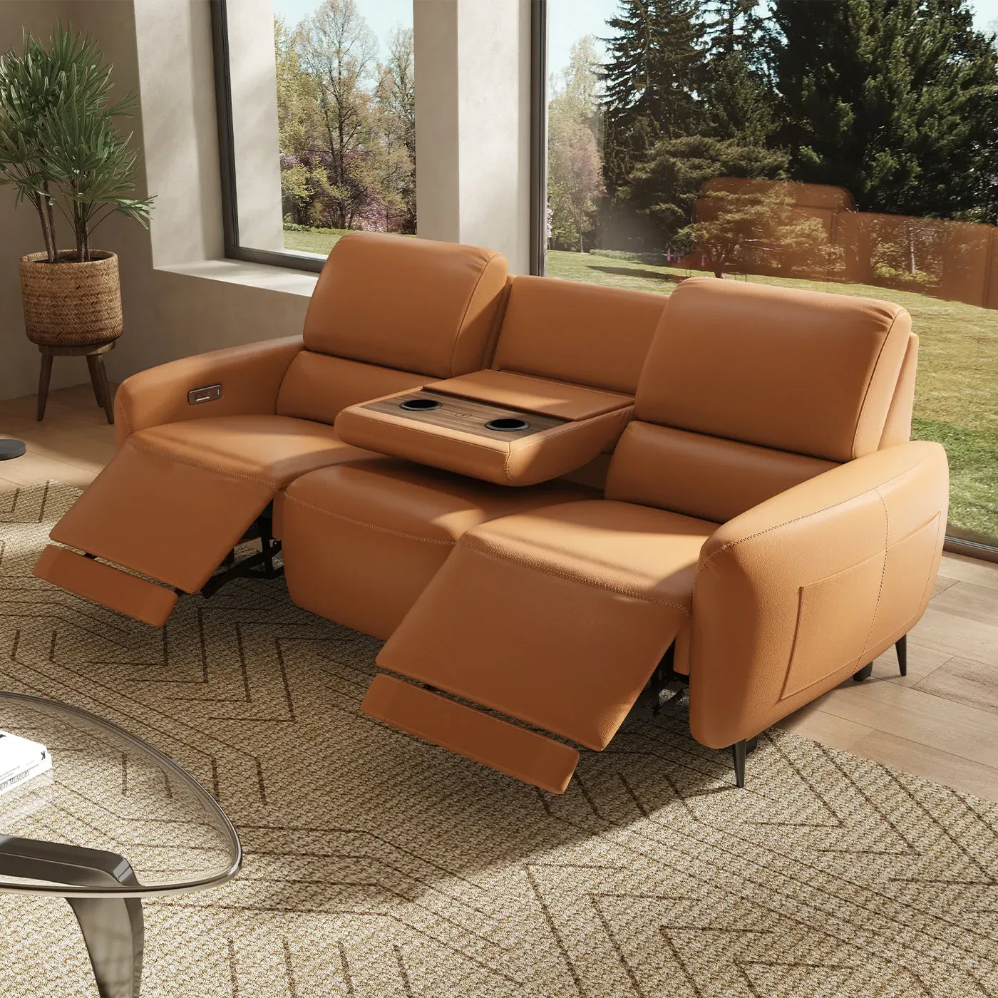 AeroStretch 3-Seater Power Reclining Sofa - Top-Grain Leather