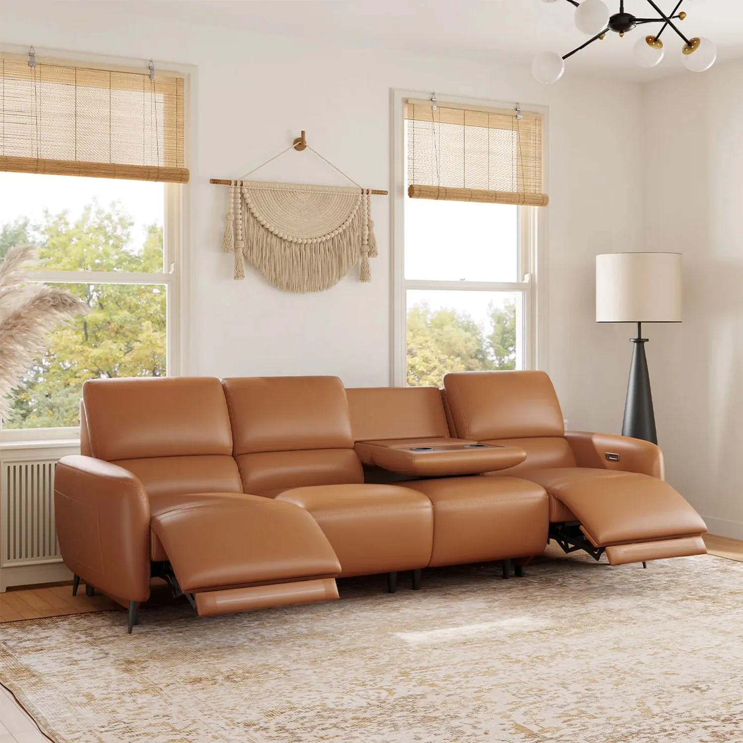 AeroStretch 3-Seater Power Reclining Sofa with Drop Down Tray