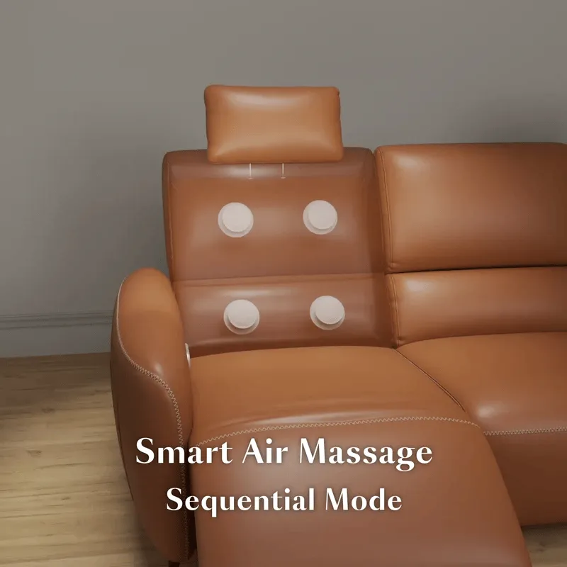 AeroStretch Power Reclining Sofa with Massage - Leather