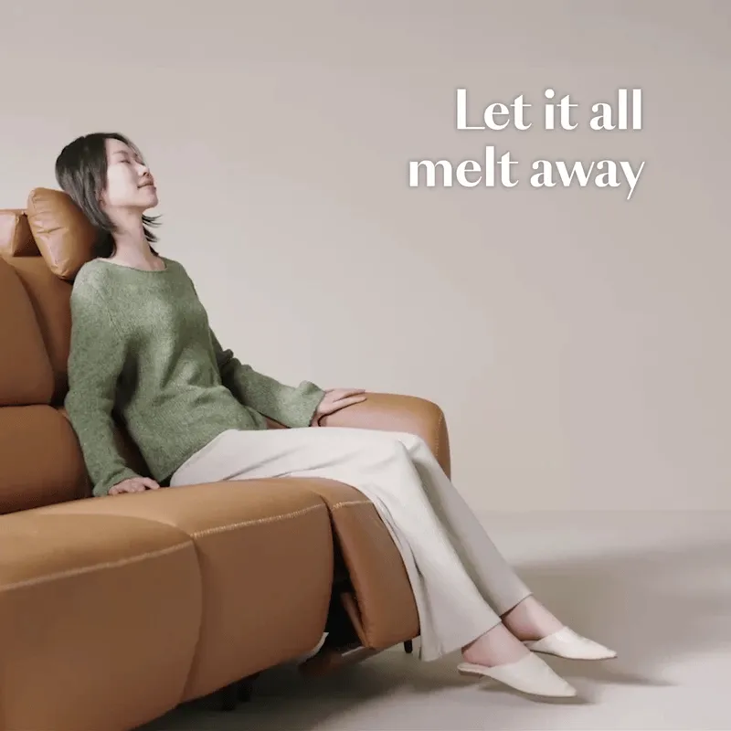 AeroStretch Power Reclining Sofa with Massage - Leather