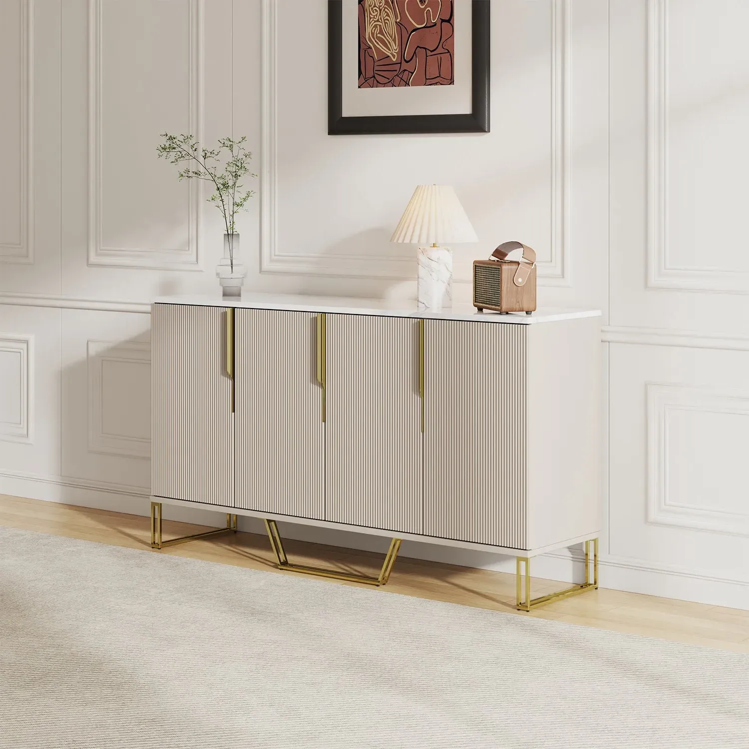 Cassandra 59.1 Inch Sideboard with Storage - White