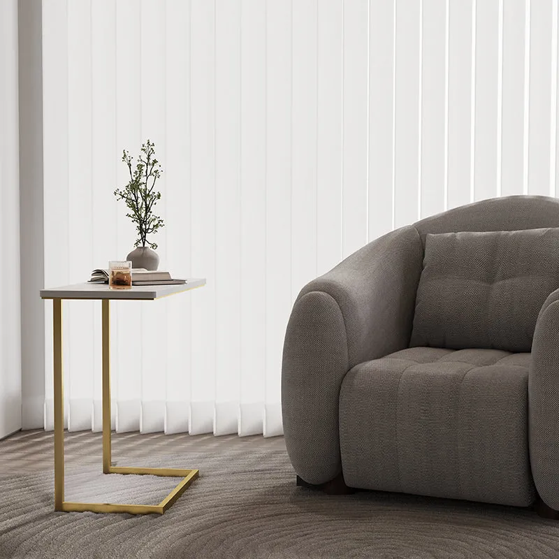 Cassandra C-Shaped Side Table - White, Marble