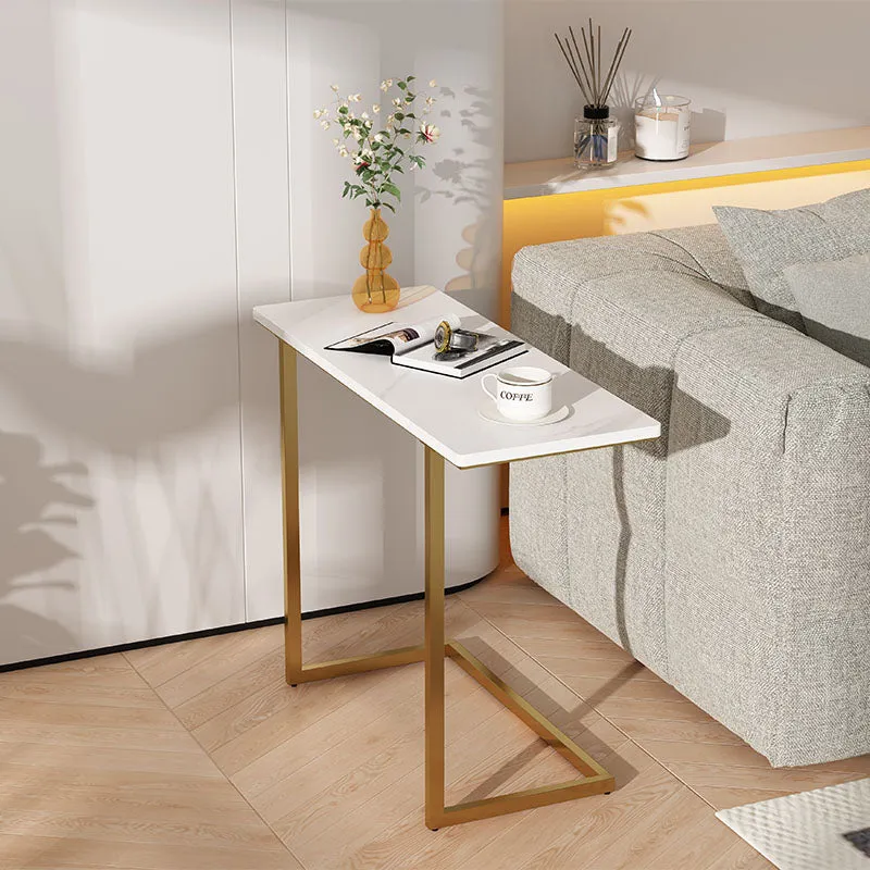 Cassandra C-Shaped Side Table - White, Marble image