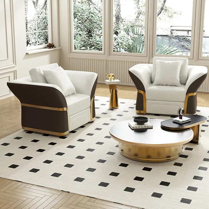 Cassandra Club Armchair - Brown & White, PU Leather