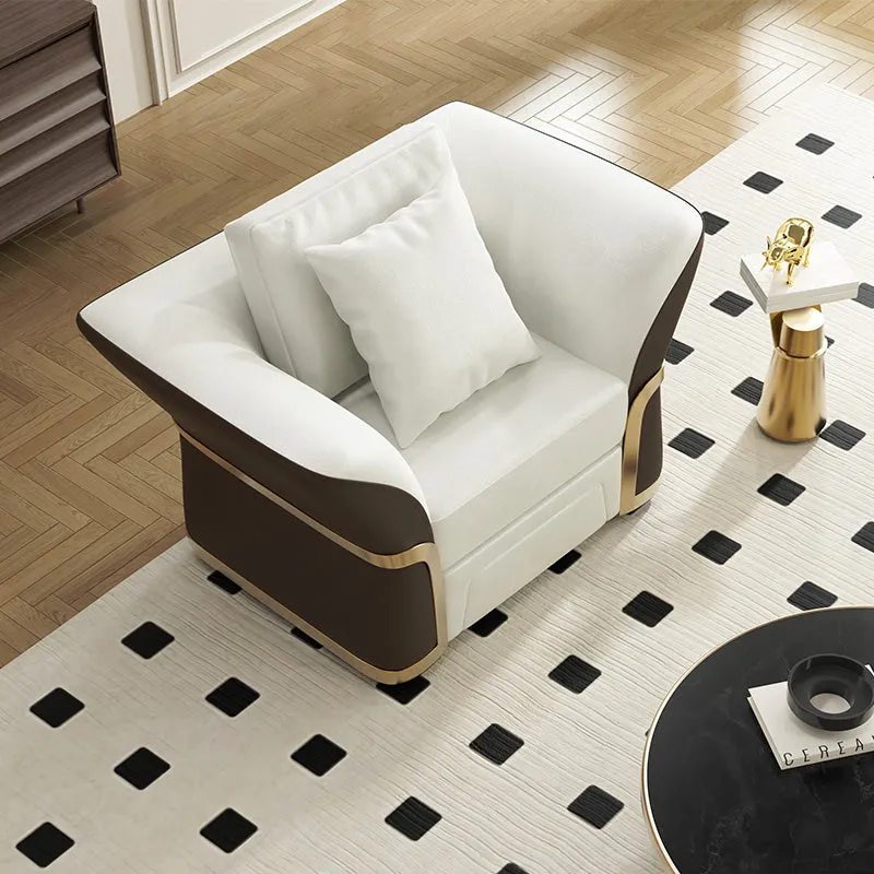 Cassandra Club Armchair - Brown & White, PU Leather