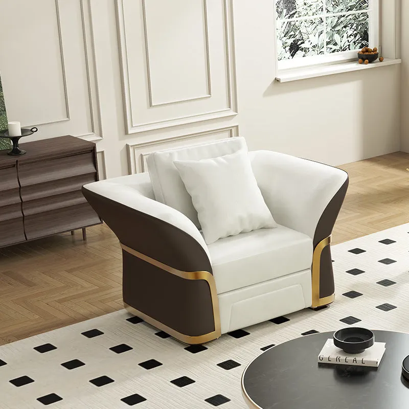 Cassandra Club Armchair - Brown & White, PU Leather