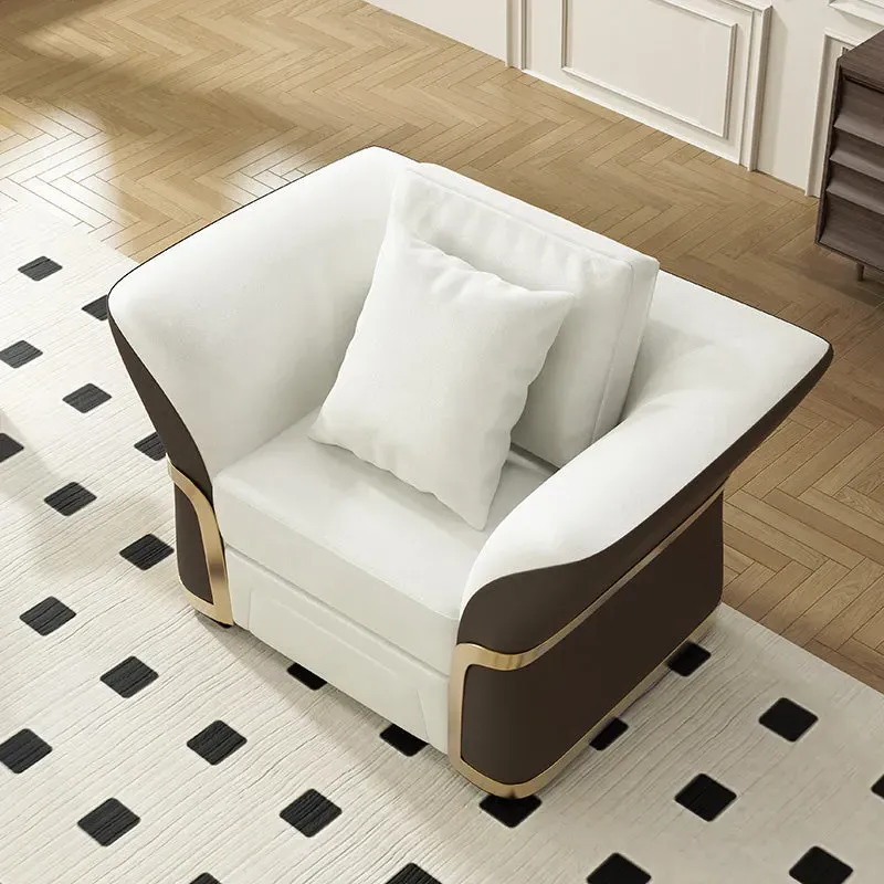 Cassandra Club Armchair - Brown & White, PU Leather image
