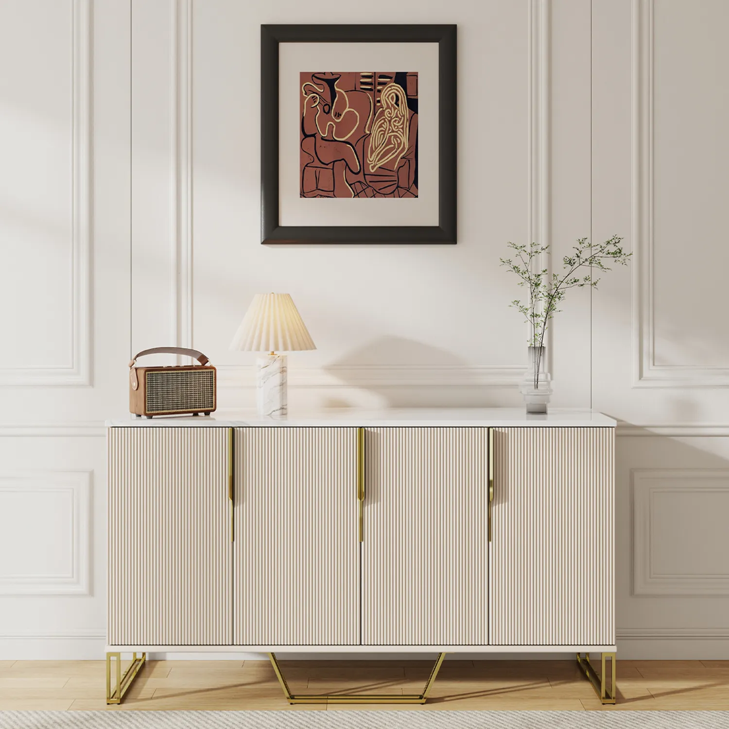 Cassandra Common Large Media Console & Sideboard Set - Off White