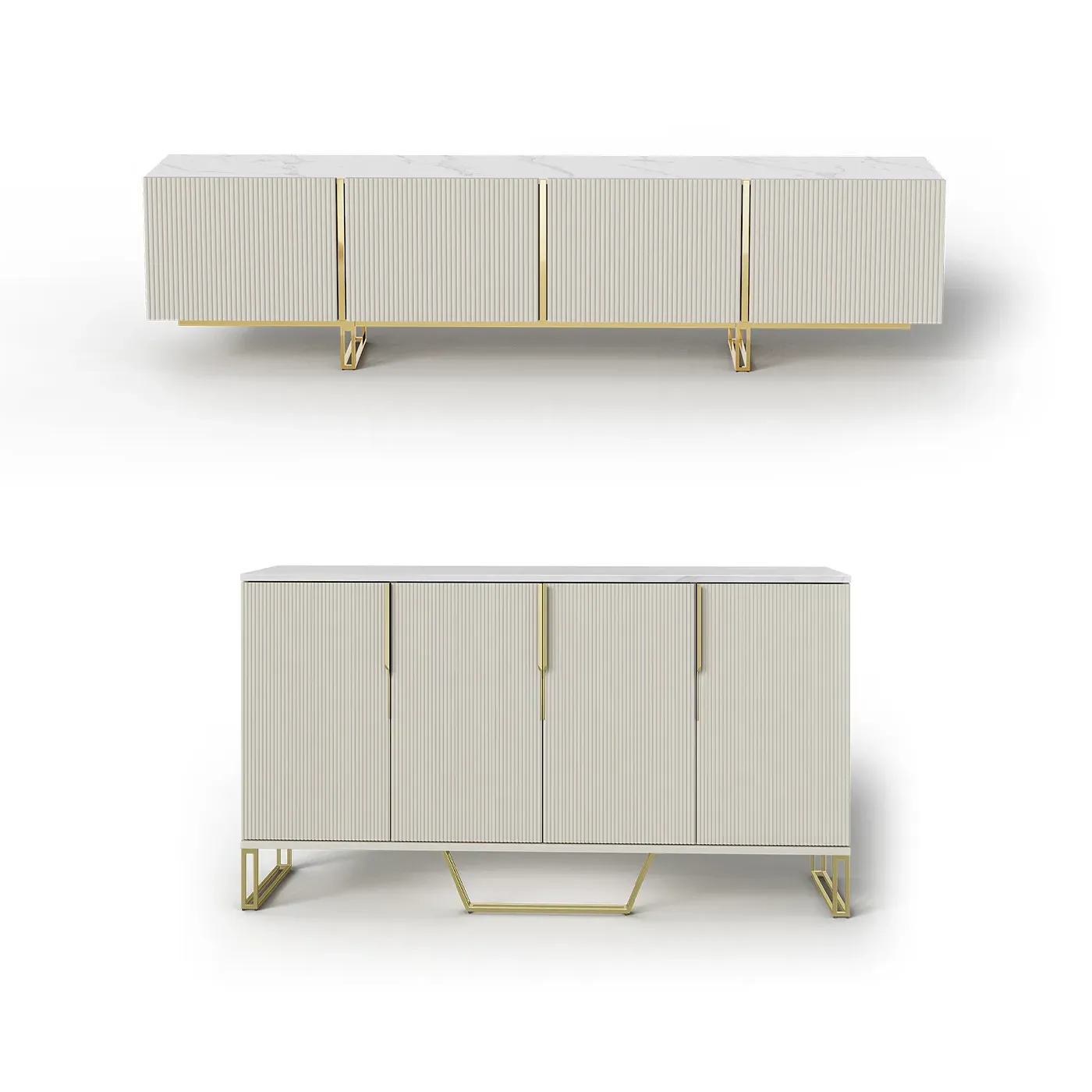 Cassandra Common Large Media Console & Sideboard Set - Off White
