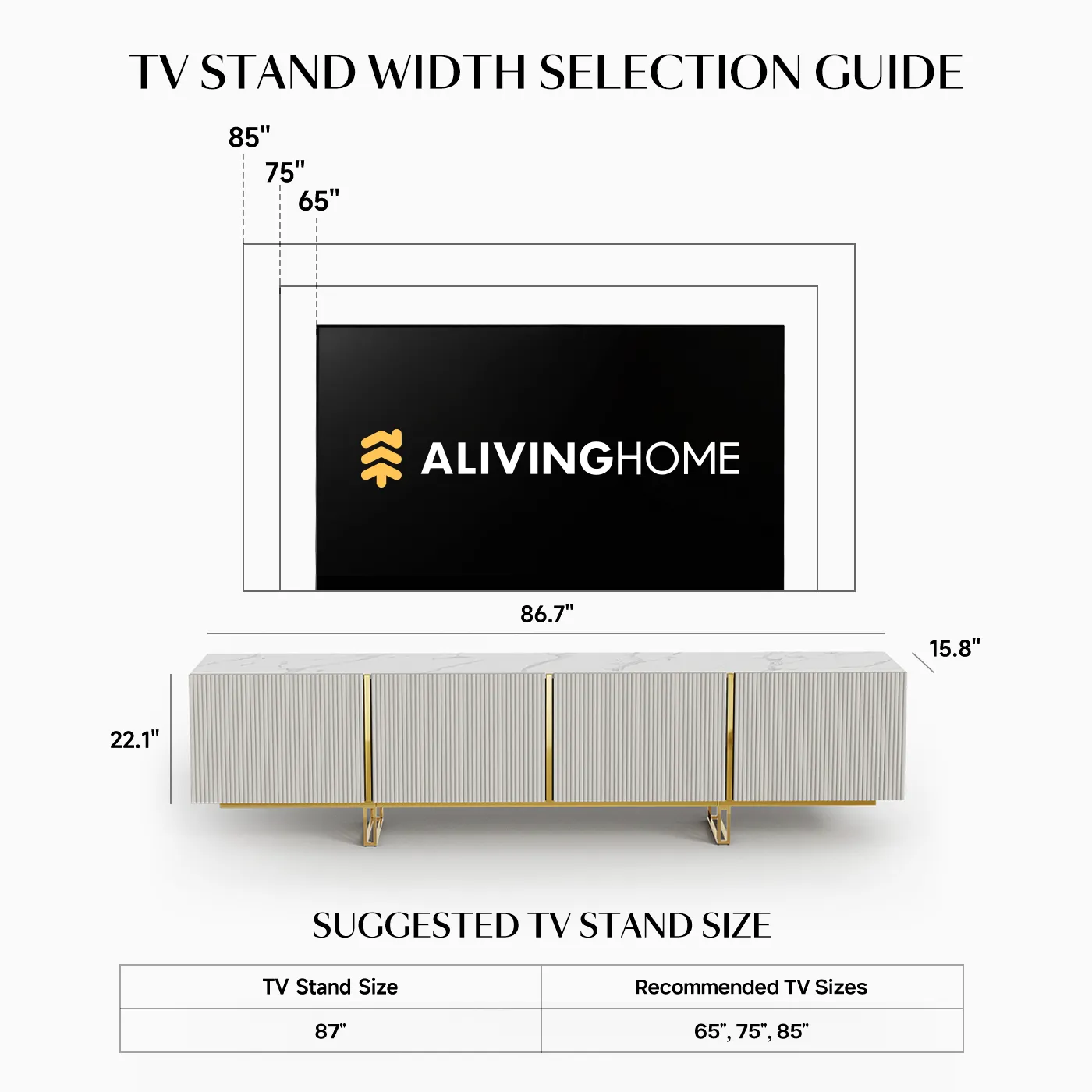 Cassandra Common Large TV Stand with Storage - Off White