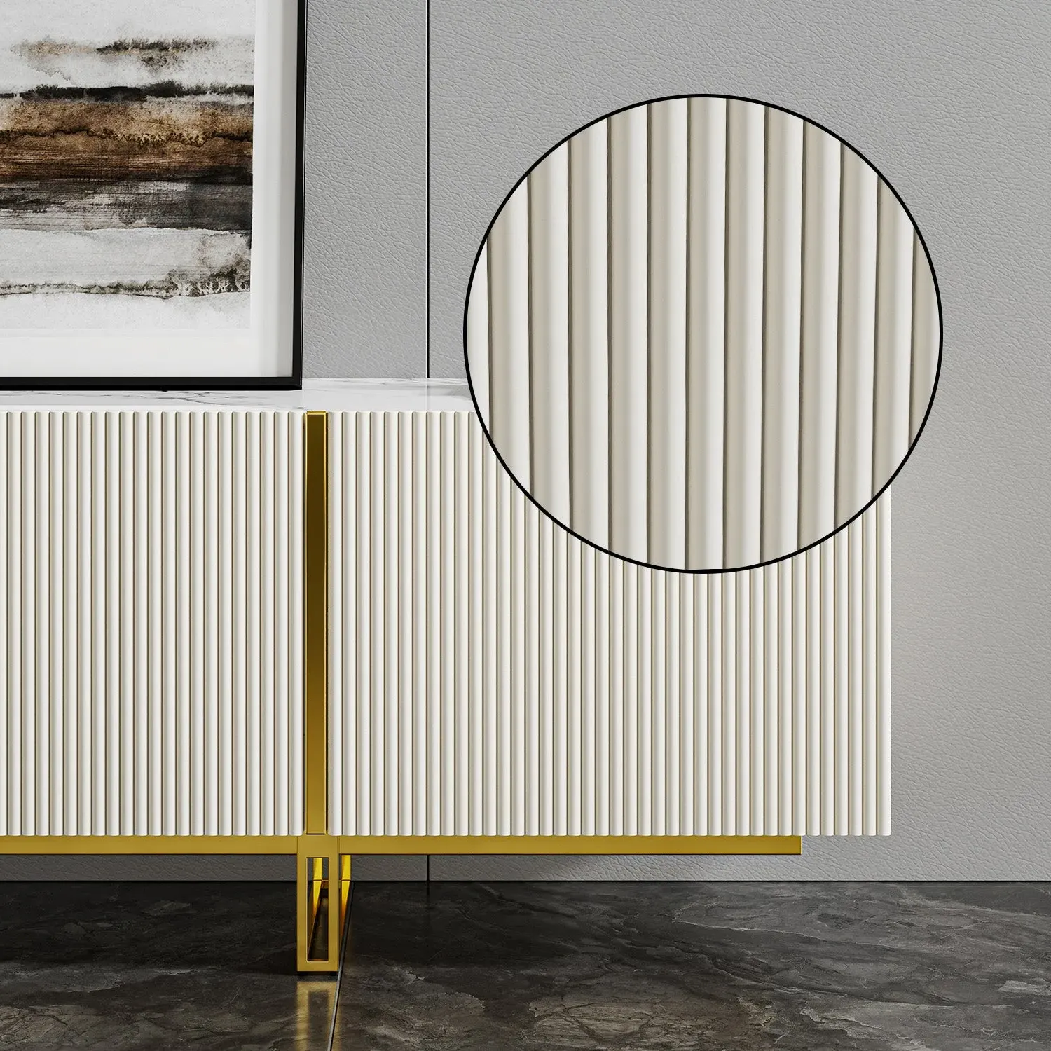 Cassandra Common Large TV Stand with Storage - Off White