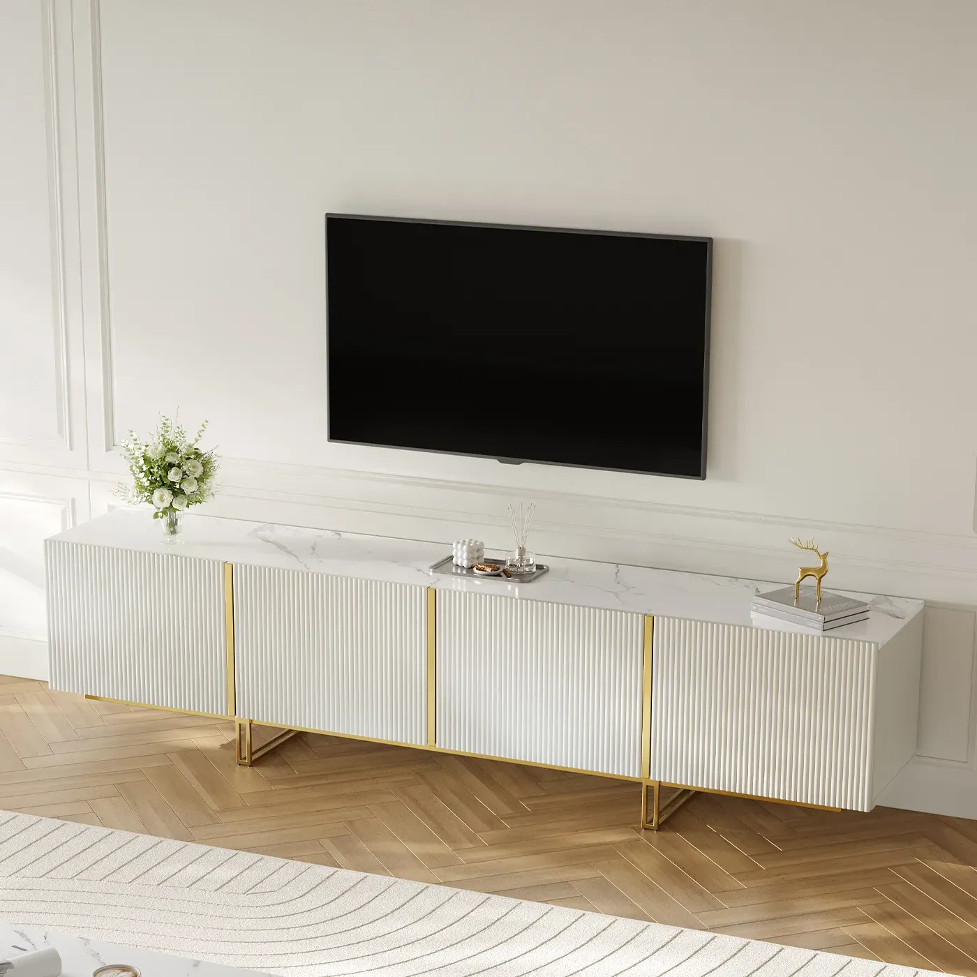 Cassandra Common Large TV Stand with Storage - Off White image