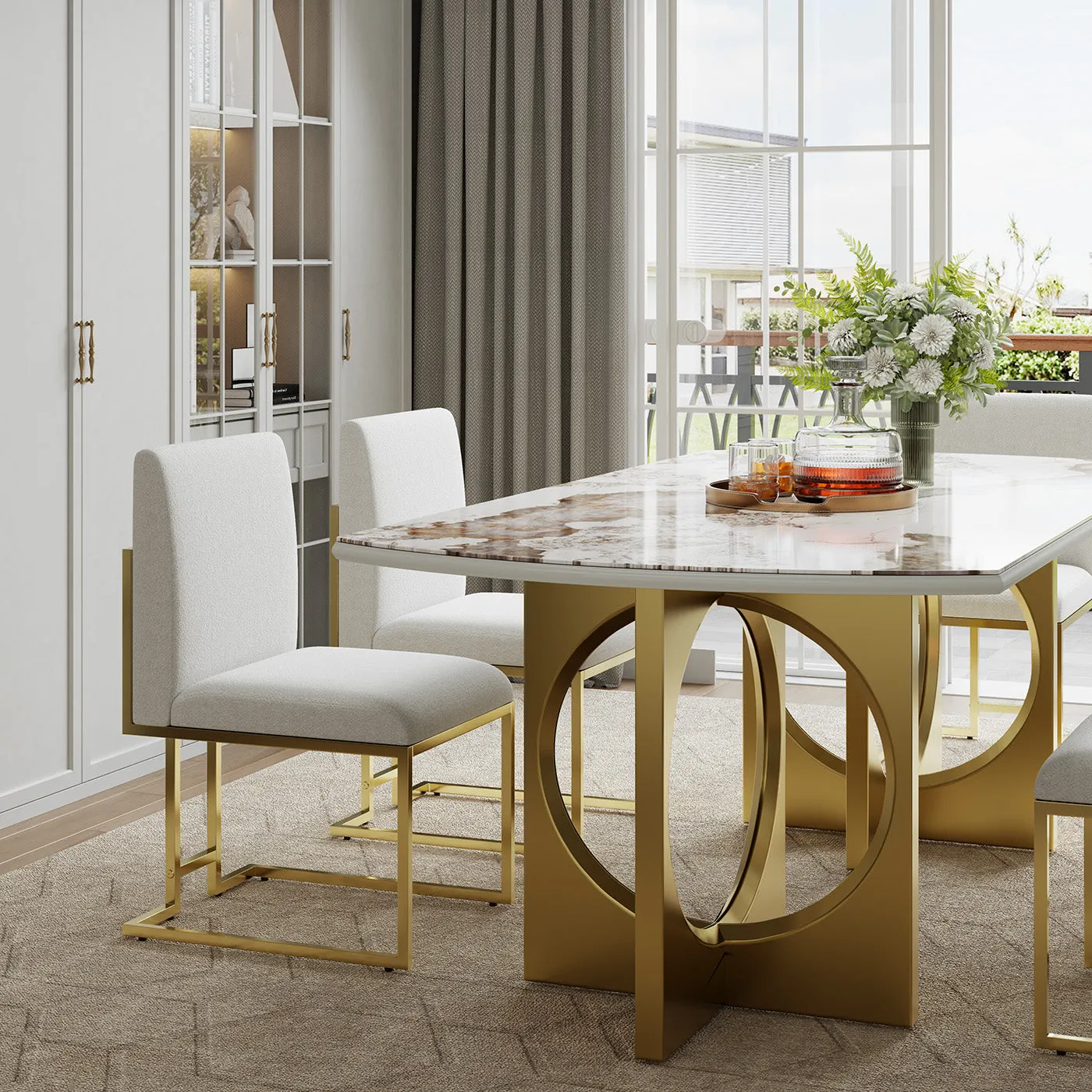 Cassandra Dining Chairs Set of 2 - Brass, Linen