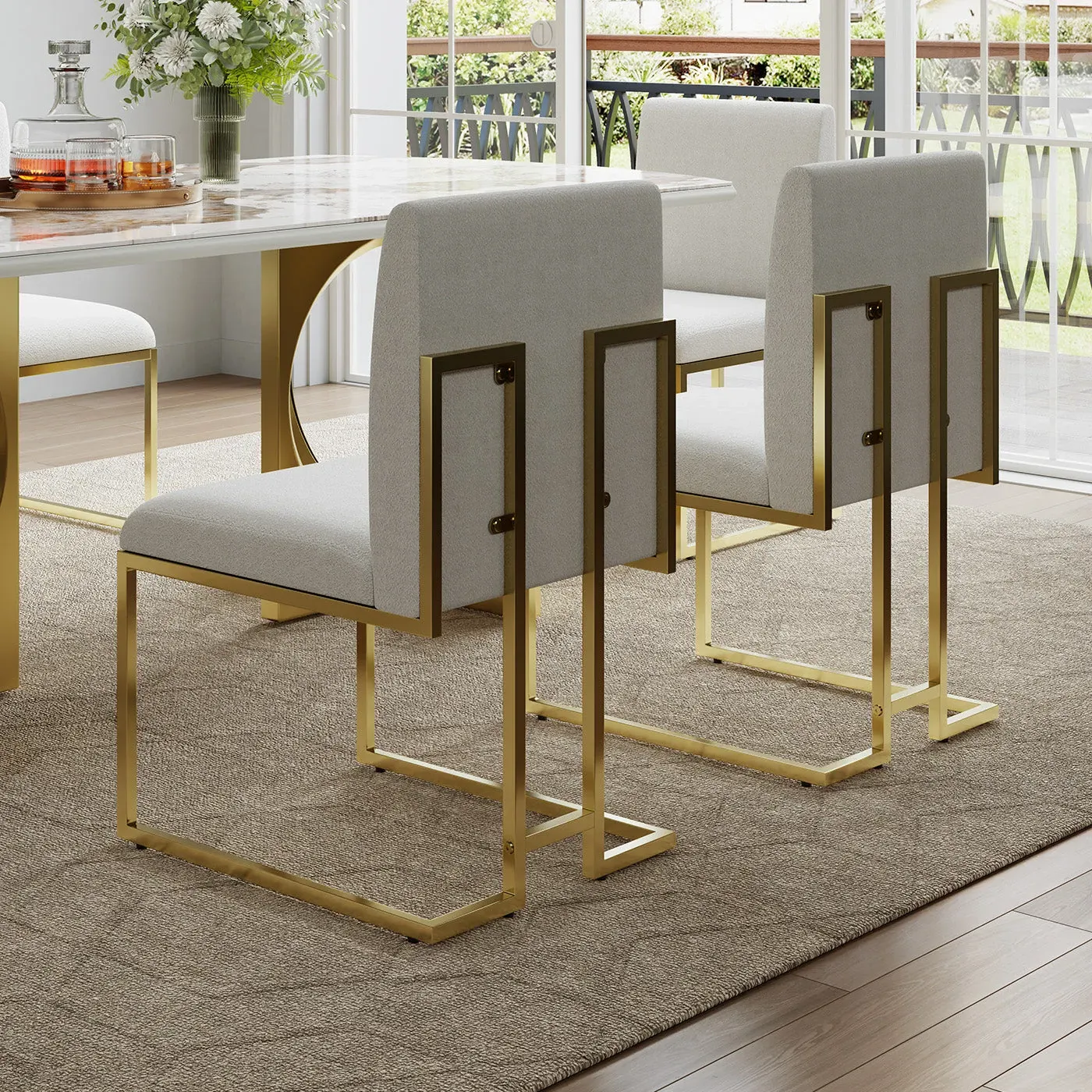 Cassandra Dining Chairs Set of 2 - Brass, Linen