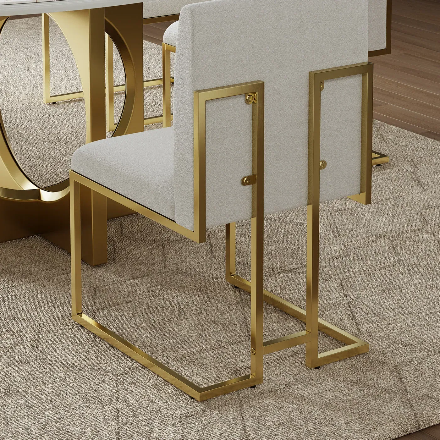 Cassandra Dining Chairs Set of 2 - Brass, Linen