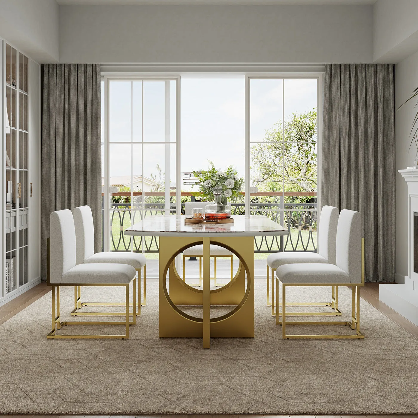 Cassandra Dining Chairs Set of 2 - Brass, Linen